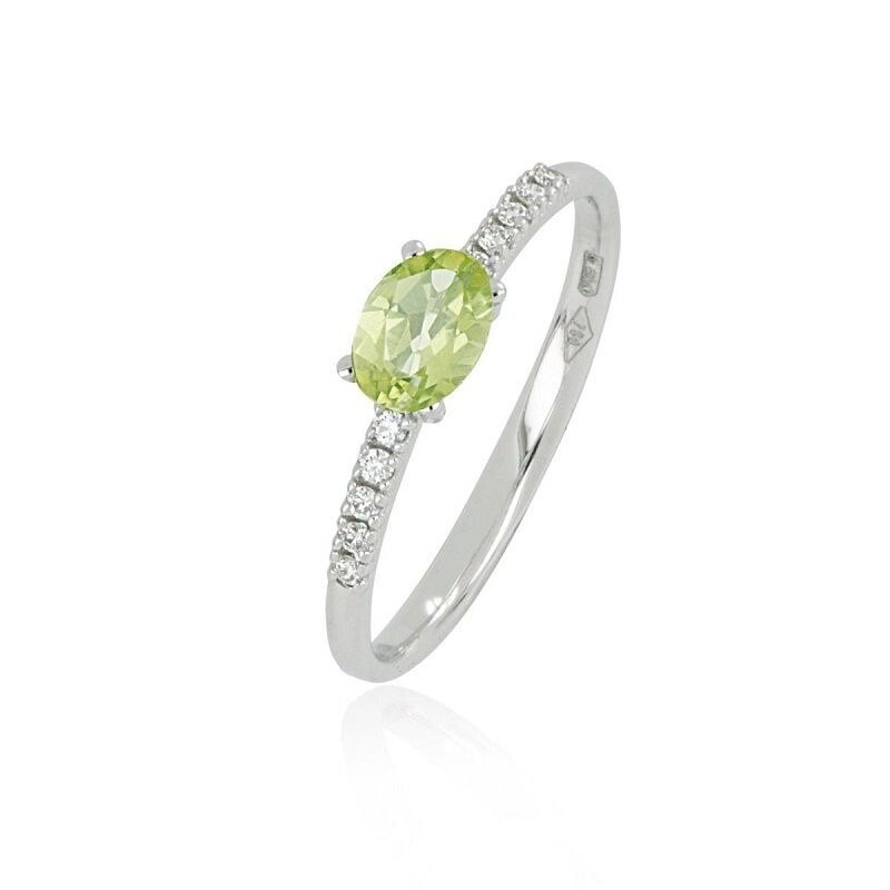 Anello in oro bianco 18kt con diamanti e Peridot - ARTLINEA