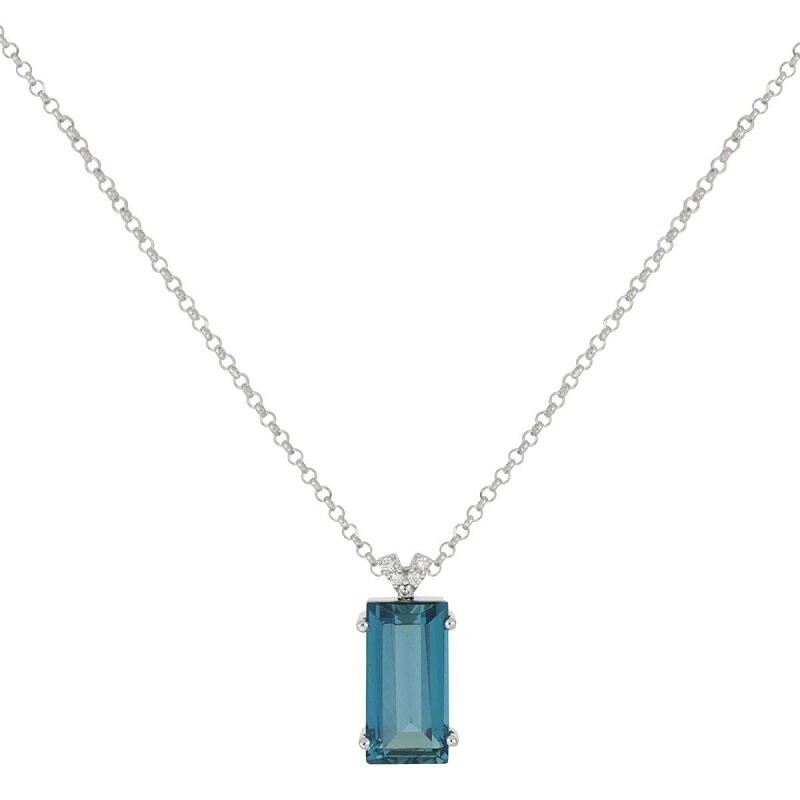 Collana in oro bianco 18kt con diamanti e Topazio Blue London - ARTLINEA