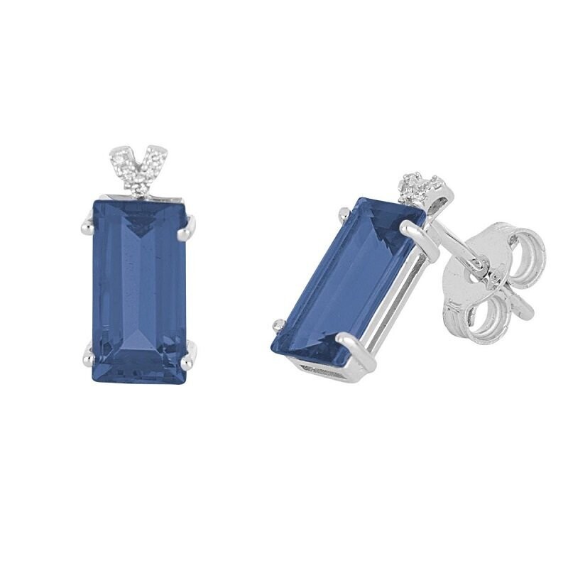 Orecchini in oro bianco 18 kt, con diamanti e Topazio Blue London - ARTLINEA
