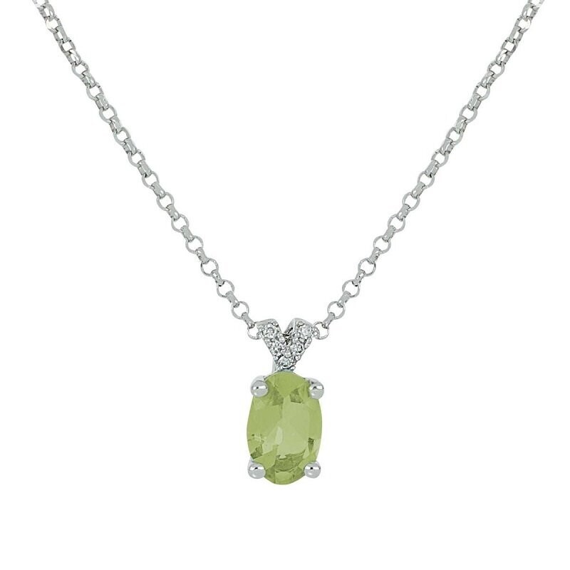 Collana in oro bianco 18kt con diamanti e Peridot - ARTLINEA