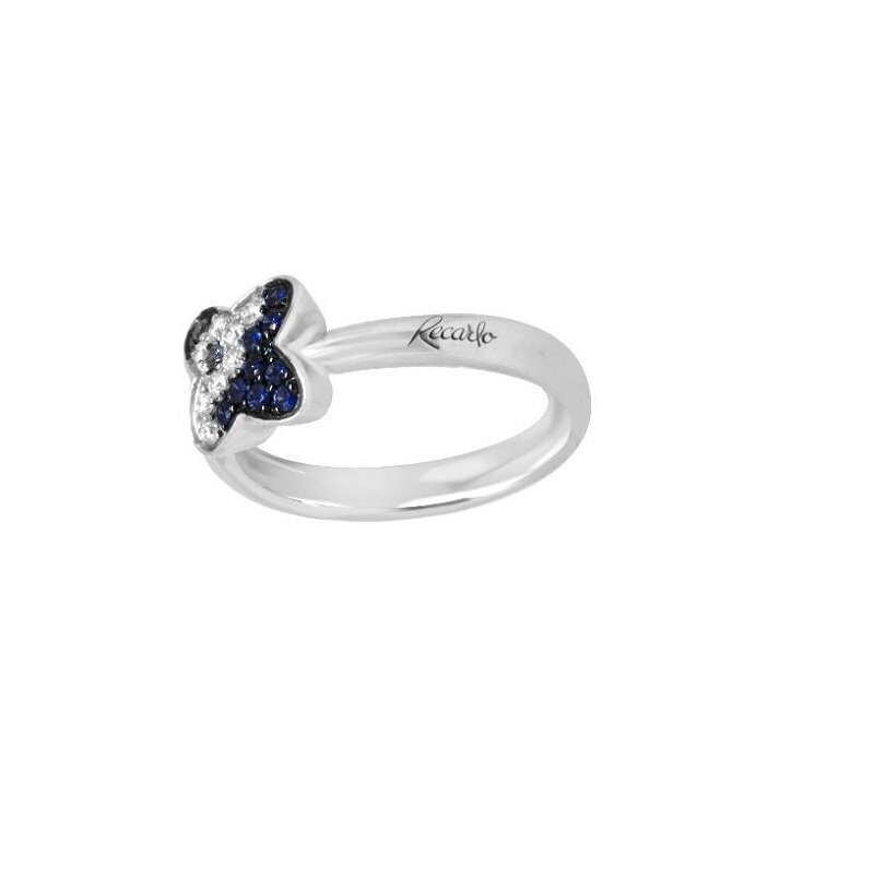 Anello  diamanti oro bianco e zaffiri - RECARLO