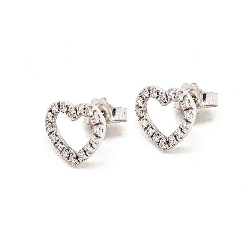 Orecchini Cuore in Oro Bianco e Diamanti - ROSAS