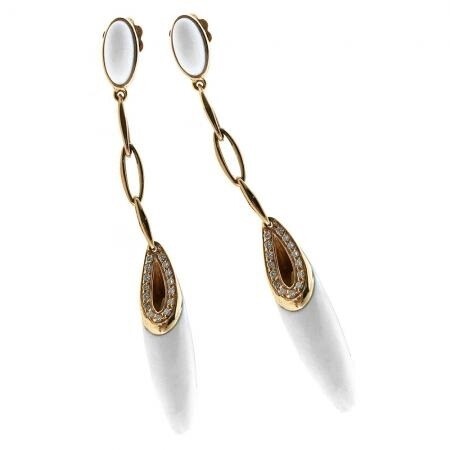 Orecchini in Oro, Agata bianca e Diamanti - CHIMENTO Orecchini in Oro, Agata bianca e Diamanti - CHIMENTO