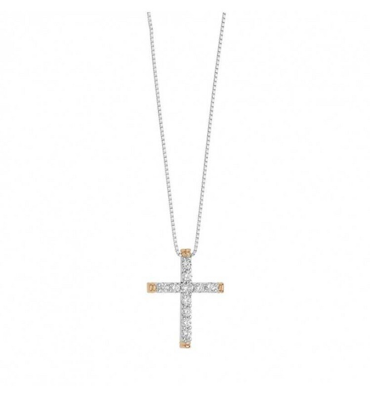Collana Croce in Oro Bianco e Diamanti - COMETE