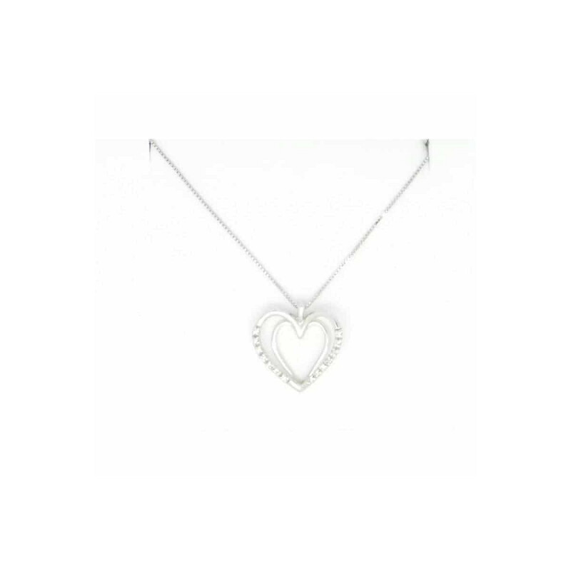 Collana Cuore in Oro Bianco con Diamanti - MILUNA