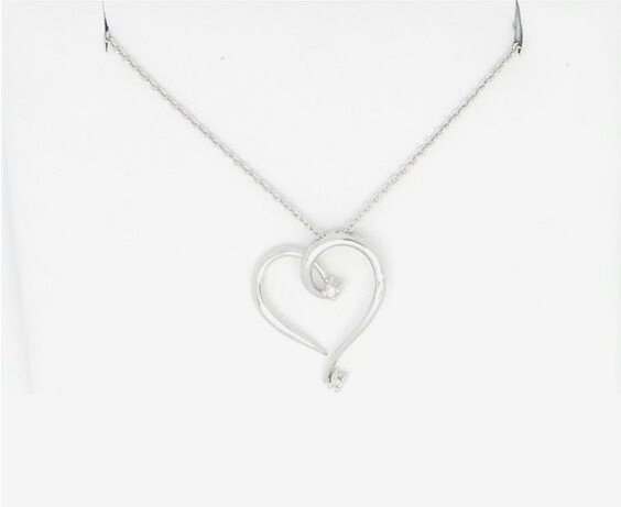 Collana Cuore in Oro Bianco e Diamanti - MILUNA
