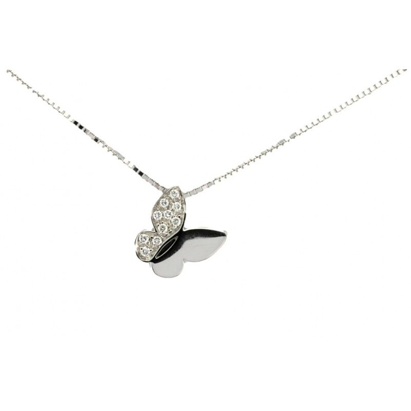 Collana Farfalla in Oro Bianco e Diamanti - ROSAS