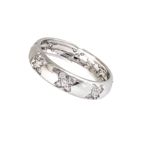 Anello Fascia in Oro Bianco e Diamanti - RECARLO