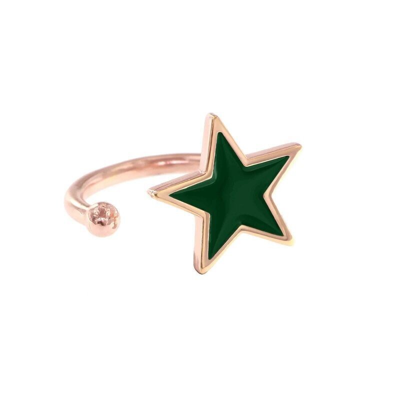 ANELLO CON STELLA IN SMALTO VERDE - MAMAN ET SOPHIE