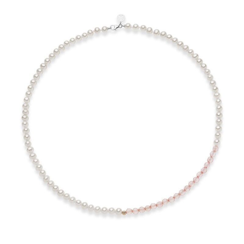 GIROCOLLO DI PERLE CON INSERTI ROSA - COMETE