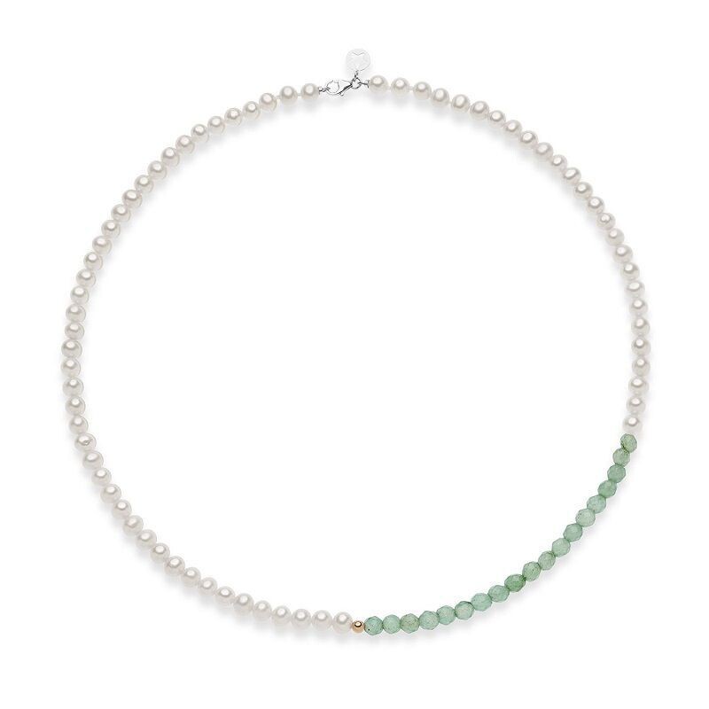 GIROCOLLO DI PERLE CON INSERTI VERDI - COMETE