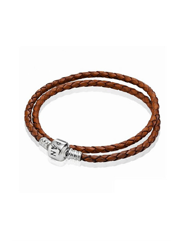 Bracciale Unisex Pelle e Argento - PANDORA, MISURA: 38 CM