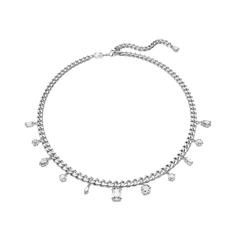 Collana Dextera, Taglio misto, Bianca, Placcato rodio - SWAROVSKI