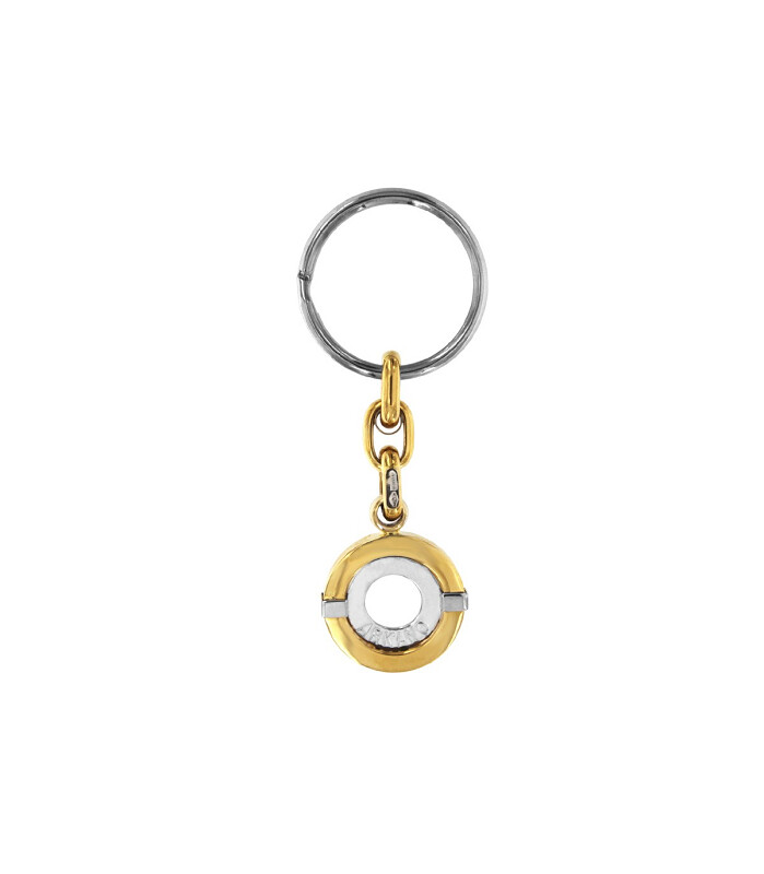 ​Portachiavi con Pendente Tondo in Oro Giallo ed Oro Bianco 18 Carati - ARKANO