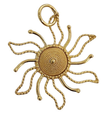 Ciondolo a forma di Sole con Corbula centrale in Filigrana in Oro giallo 18 kt - PILLITTU