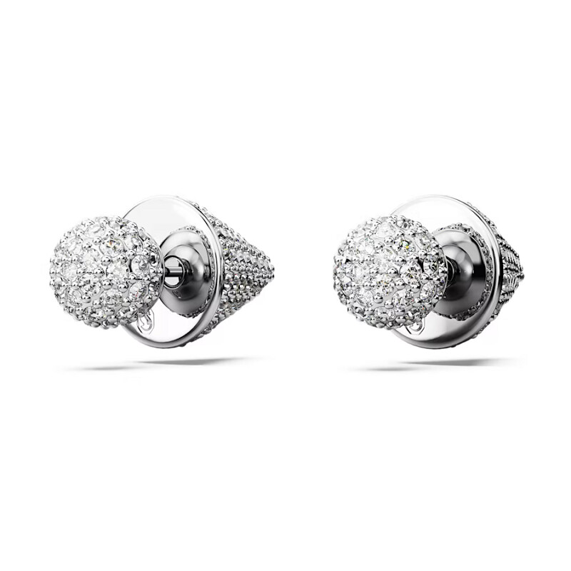 Orecchini a lobo Luna Luna, Bianchi, Placcato rodio - SWAROVSKI