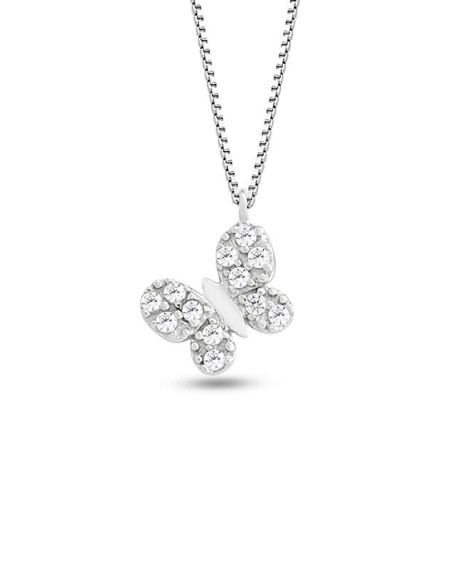 Collana in Oro Bianco e Zirconi Farfalla - AMBROSIA
