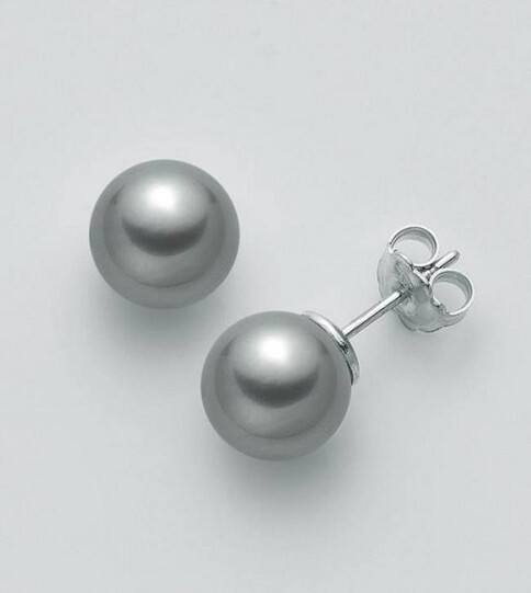 ​Orecchini in oro 750/1000 con perle Oriente colore grigio - CARAVECCHIA