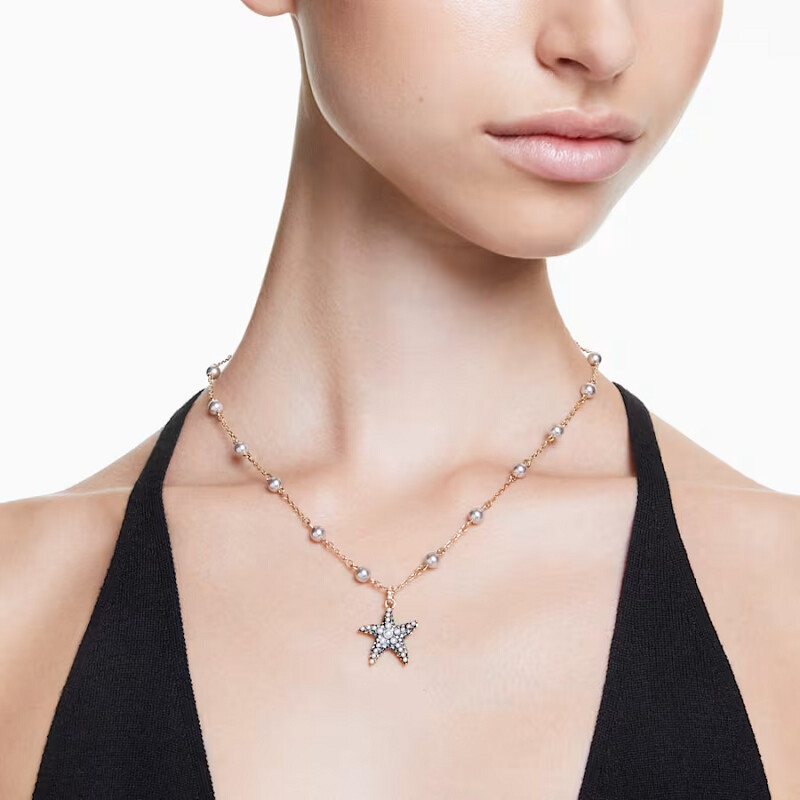 Pendente Idyllia. Crystal pearls, Stella marina, Multicolore, Placcato color oro - SWAROVSKI