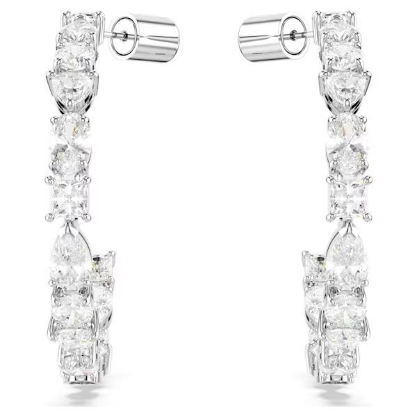Orecchini a cerchio Mesmera Taglio misto, Bianchi, Placcato rodio - SWAROVSKI