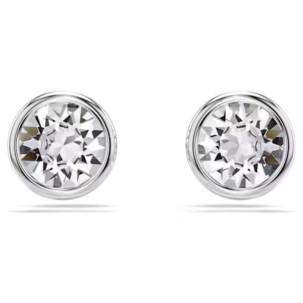 Orecchini a lobo Imber Taglio Round, Bianchi, Placcato rodio - SWAROVSKI