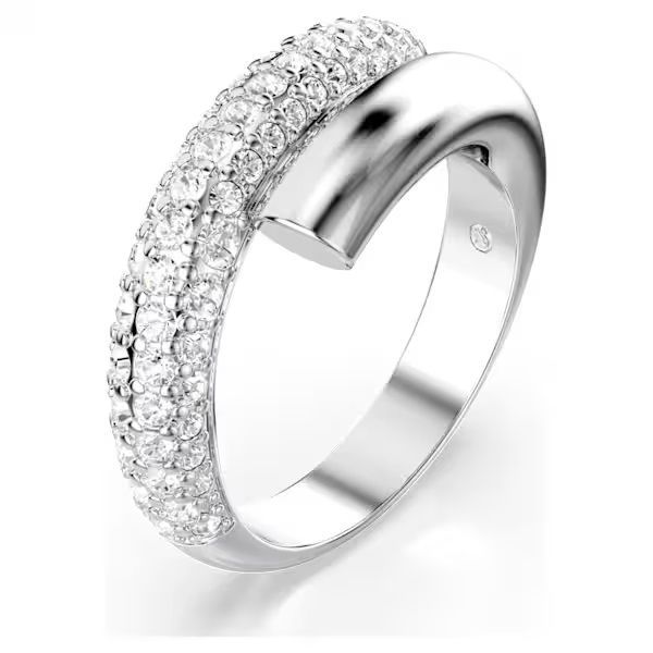 Anello Dextera Bianco, Placcato rodio - SWAROVSKI