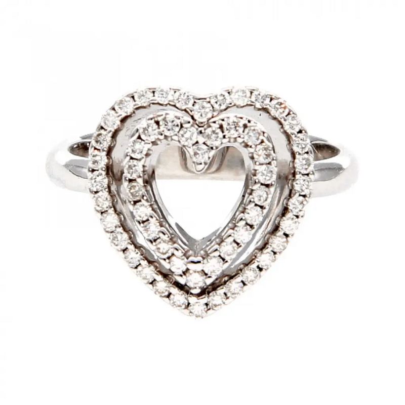 Anello con cuore in oro bianco e diamanti - CHIMENTO