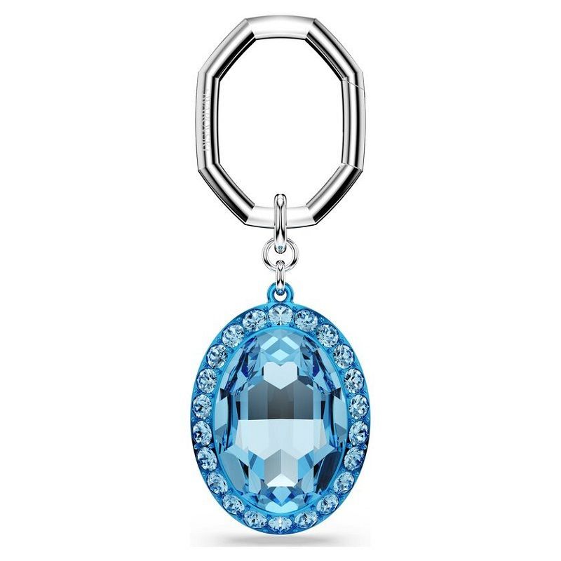 Portachiavi Taglio ovale, blu, finitura metallo misto - SWAROVSKI