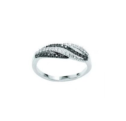 Anello fantasia in oro bianco e diamanti bianchi e neri - MILUNA