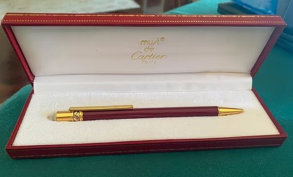 Portamine acciaio dorato e smalto bordeaux - CARTIER