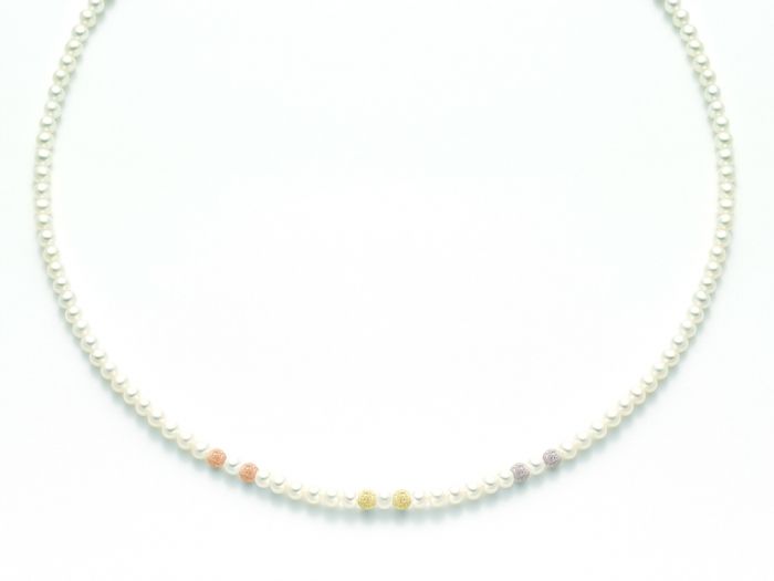 Collana Perle 4,5mm con sfere oro - MILUNA