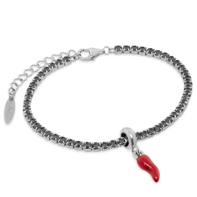Bracciale tennis 2,5 mm – CZ Nera – Stopper Cornetto Smaltato - RERUM