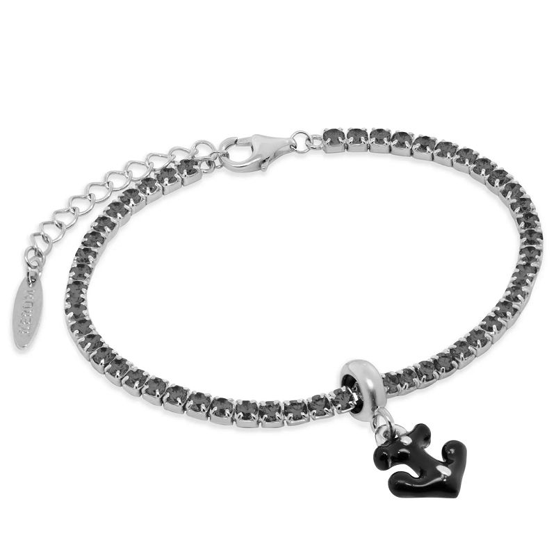 Bracciale tennis 2,5 mm – CZ Nera – Stopper Ancora Smaltato - RERUM