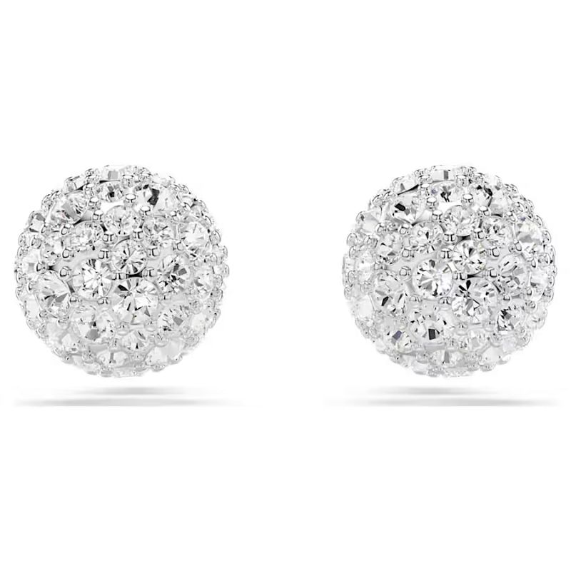 Orecchini a lobo Dextera Taglio Round, Bianchi, Placcato rodio - SWAROVSKI