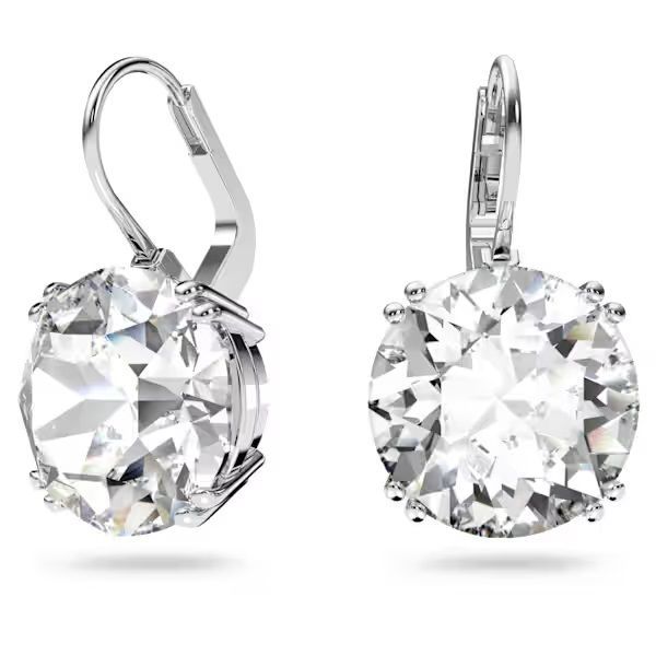 Orecchini pendenti Millenia Taglio tondo, Bianchi, Placcato rodio - SWAROVSKI