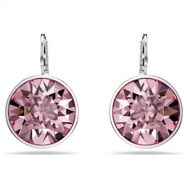 Orecchini pendenti Bella Taglio Round, Rosa, Placcato rodio - SWAROVSKI