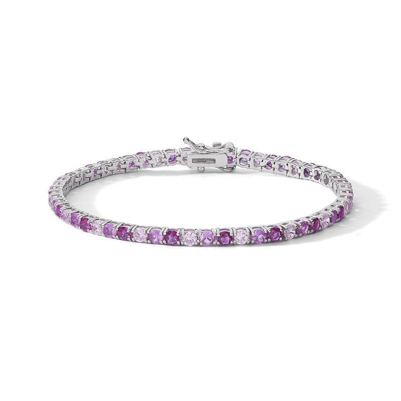 Bracciale tennis in argento e zirconi color rubino e rosa - COMETE