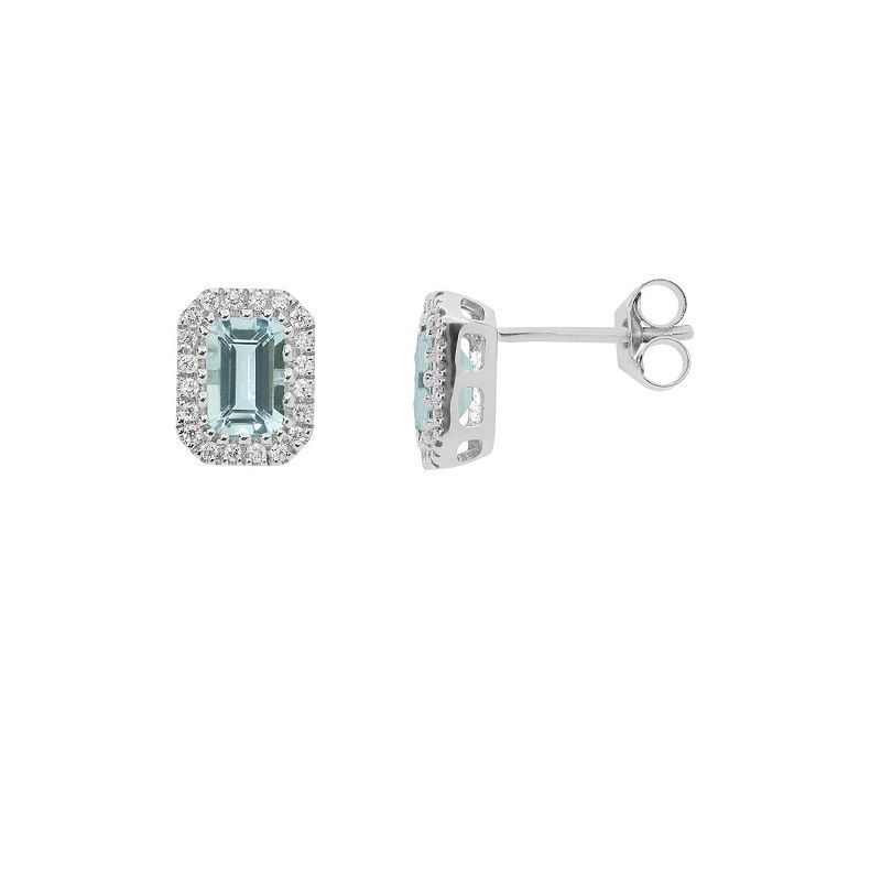 Orecchini in Oro bianco, Diamanti e Aquamarina - COMETE