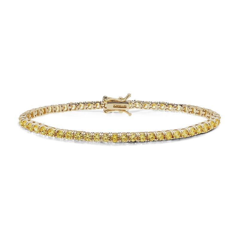 Bracciale in Argento in bagno d'Oro giallo e zirconi champagne - COMETE