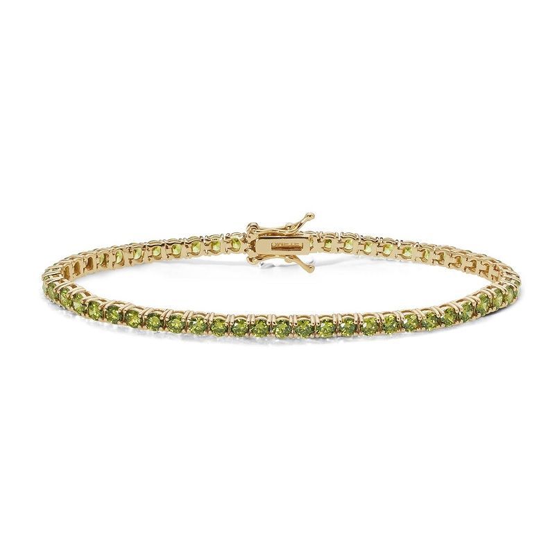 Bracciale in Argento in bagno d'Oro giallo, zirconi peridot - COMETE