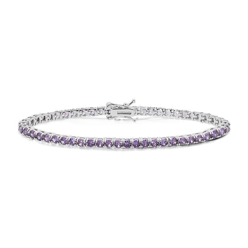 Bracciale in Argento 925% lucido, zirconi viola ametista