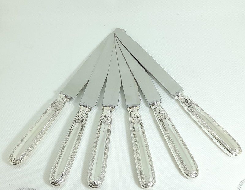 6 Coltelli tavola in argento modello IMPERO - CESA 1882 6 Coltelli tavola in argento modello IMPERO - CESA 1882