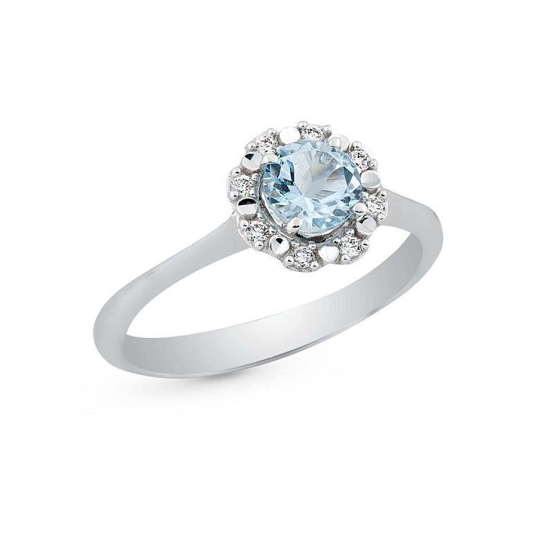 Anello in oro bianco con acquamarina e diamanti - ARTLINEA