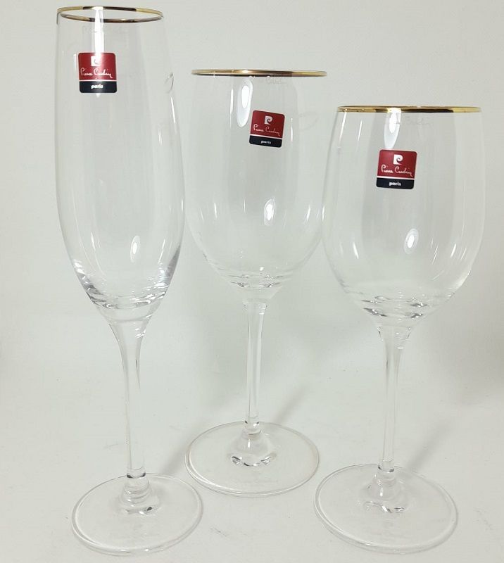 SERVIZIO 36 CALICI IN CRISTALLO MODELLO FILO ORO - PIERRE CARDIN