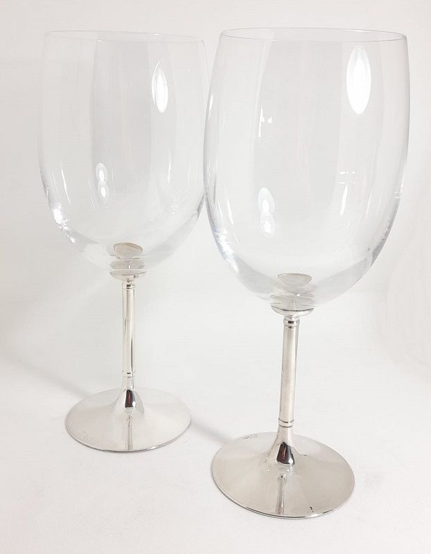 Coppia di calici per vino in cristallo in argento 925 - MASINI ARGENTO