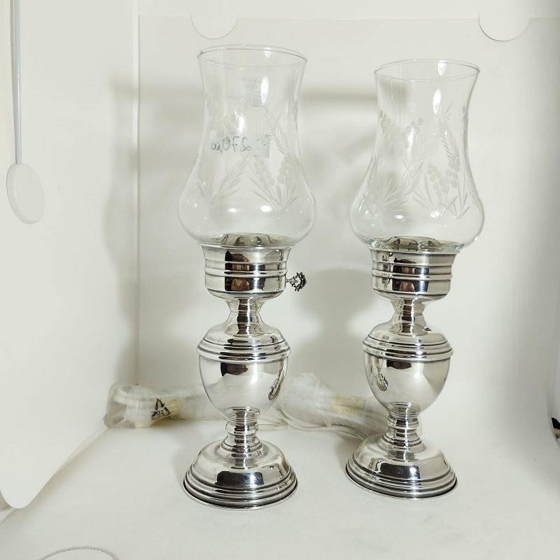 Coppia di Abat jour con base in argento - ARGENTERIE DONATELLO
