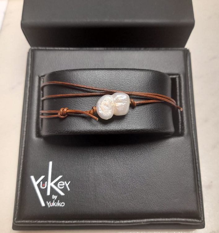 Collana laccio in cuoio e perle - YUKEY BY YUKIKO
