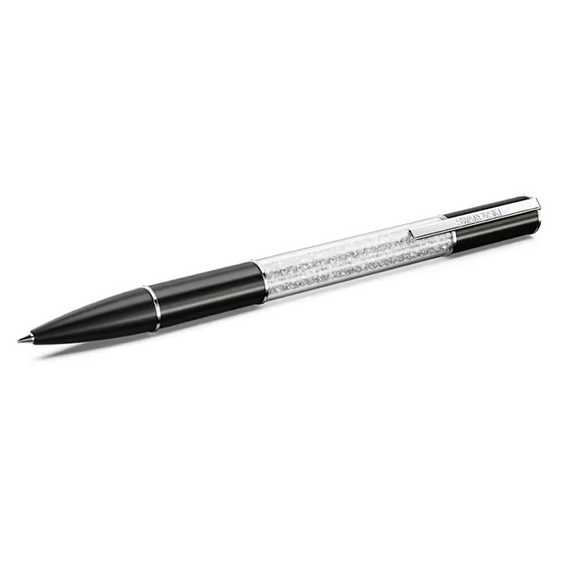 Penna a sfera Crystalline Nero, Placcato rodio - SWAROVSKI