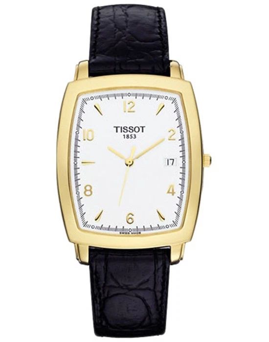 Orologio rettangolare in pelle, cassa in oro 18 kt - TISSOT