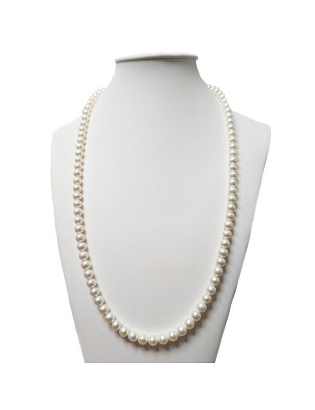 Collana Filo di Perle Freshwater Bianca 8,5 - 9 mm, 66 cm - ROSAS
